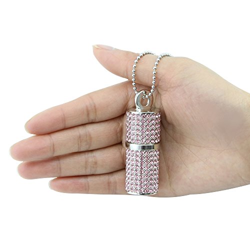 Chuyi Cool Rhinestone Diamond Crystal Glitter Lipstick Case Shape 64Gb Usb 2.0 Flash Drive Shining Jewelry Necklace Bling Jump Drive Gift (Pink) #TOP3