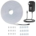 DSJJBLL Flexible Neon Rope Strip Night Light,Outdoor Indoor LED Cut Freedom 16.4FT/Set Power Supply/Clip Included (White)