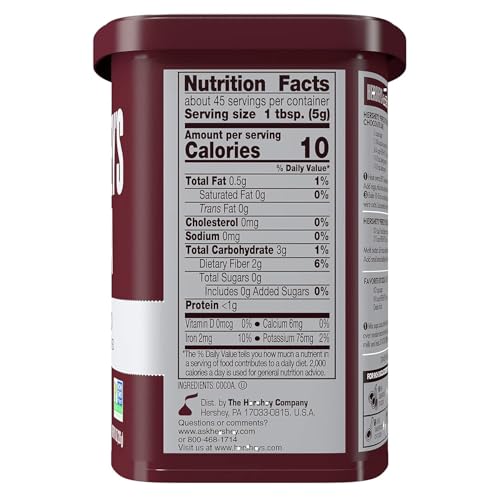 HERSH\'EYCacao Natural Unsweetened Cocoa Powder Can, 8 oz Pack of 2 - Perfect for Baking & Smoothies, Non-GMO, Certified Gluten-Free, 226G Value Pack of 2 Cans (16 oz)