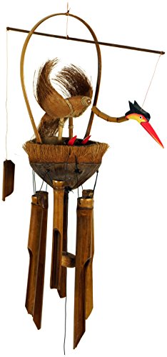 Guru-Shop Carillon éolien en Bambou Exotique - Carillon éolien Pour Oiseaux, Marron, 70x38x16 cm, Carillons à Vent Carillons à Tonalité