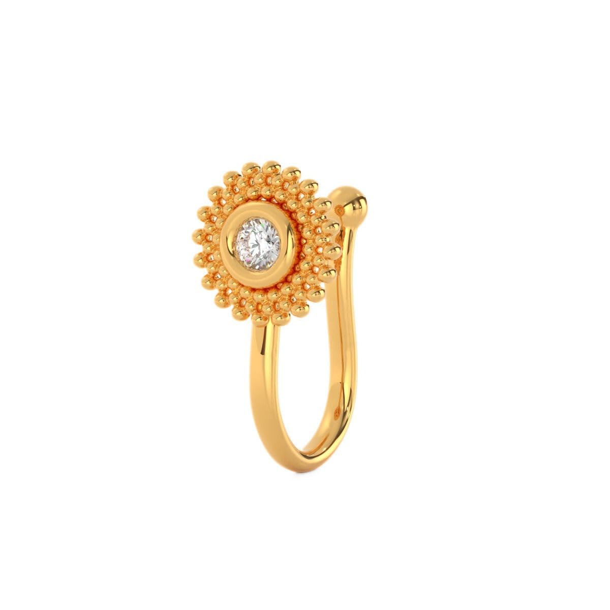 PERRIAN 18K(750) Yellow Gold Natural Diamond Non Pierced Gold Nose Pin for Women and Girls | 18k Gold Nose Ring for Women | Bharatanatyam Gold Nose Pin | Birthday Gift for Wife (B0CPYFMHYW) Amazon Price History, Amazon Price Tracker