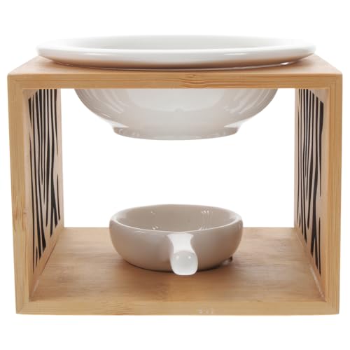 Uldigi Quemador De Cera De FusióN De CeráMica Y Bambú con Soporte para Vela Tealight Difusor De Aroma para Hogar Oficina Sala De Yoga Y DecoracióN Interior