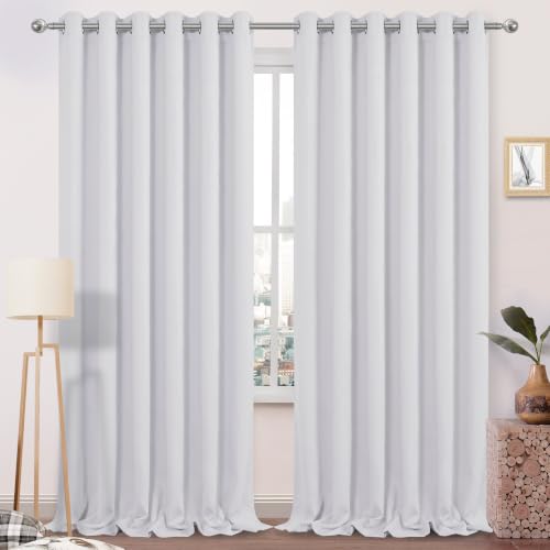 DWCN Room Darkening Curtains W80 x L96 Room Divider 2 Panels Greyish White