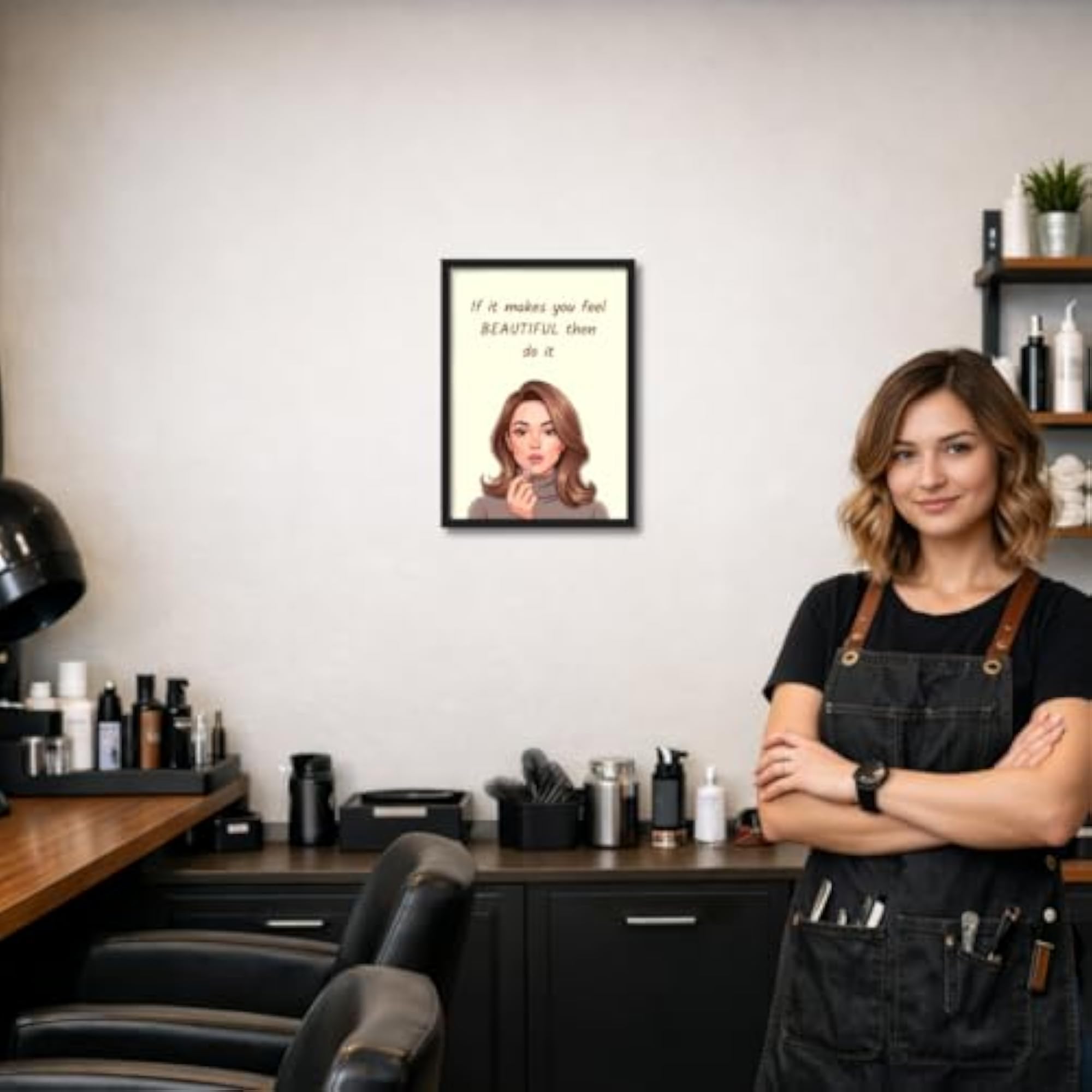 Beauty Parlour Wall Frame Poster, Chic Makeup Art Decor