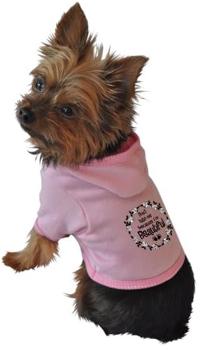 Ruff Ruff and Meow Dog Hoodie, Dont Hate Me Because Im Beautiful, Pink, Extra-Small