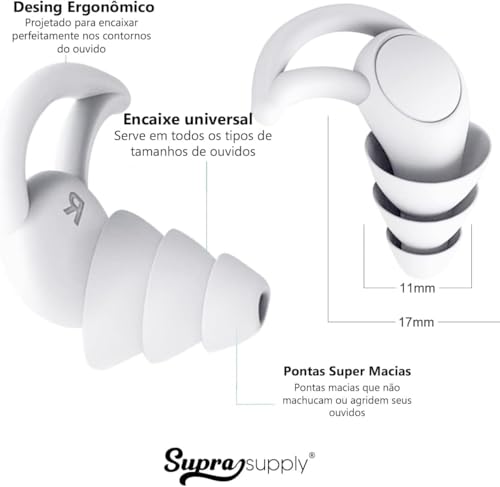 Protetor Auricular de Silicone com Cancelamento de Ruído para Dormir Ronco Trabalho, Estudar, Nataçã