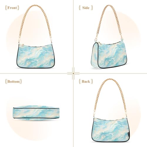 Sac à main blanc sarcelle au contraste tendance et moderne, taille unique - 4