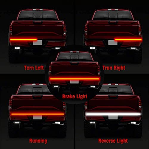 Mihaz 60'' Truck Tailgate Light Bar, 5 Function 90 Red/White Led Brake Light Strip Single Row For Turn Signal, Brake, Reverse Light, Ip67 Waterproof Rating #TOP3
