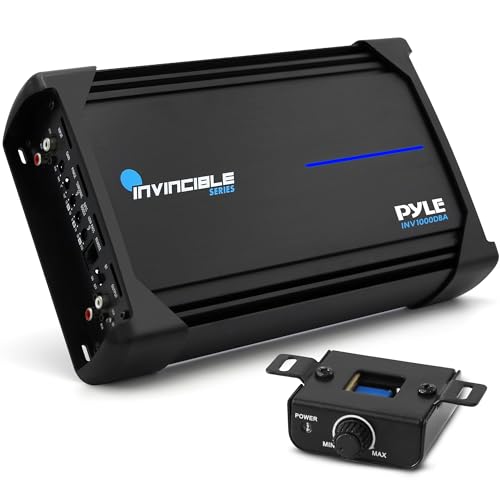 Pyle 2000W 1-Channel Car Amplifier – Class D MOSFET Monoblock Invincible Series Amp with Bluetooth Audio, Bass Boost, Subsonic Filter, RCA Inputs, Remote Control & Protection Circuitry by Pyle - Used condition - US$104.53