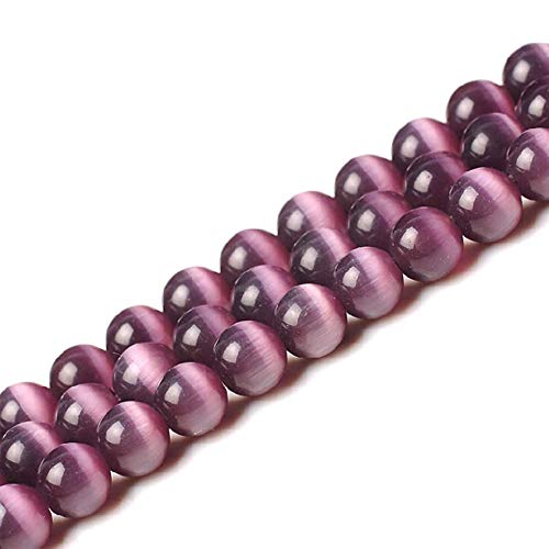 LIFAVOVY Purple Cat Eye Beads 8mm