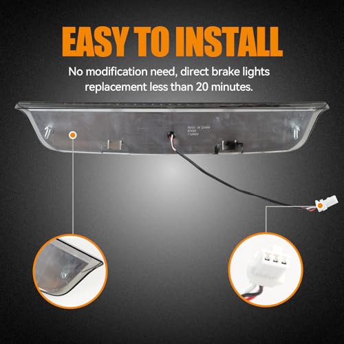 Image of Third 3rd Brake Light LED for 2005-2016 Nissan Frontier & 2004-2015 Nissan Titan, High Mount Rear Brake Lights Assembly, Waterproof Center Cab Cargo Lamp Stop Light (Smoke)