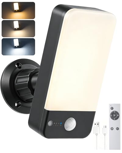 FabStyl Motion Sensor Outdoor Lights 10000mAh Rechargeable Motion Sensor Light with Remote 3 Modes 3 Color Temperatures Waterproof Outdoor Security Light for Porch Garage Tool Room