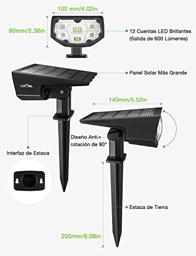 Luces Solares Led Exterior Jardin Impermeable IP67 focos solares
