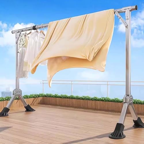Clothes Drying Rack for Laundry, Adjustable and Foldable Drying Rack, Stainless Steel Clothes Drying Rack, Heavy Duty Laundry Hanger Dryer Rack, for Indoor Outdoor Use