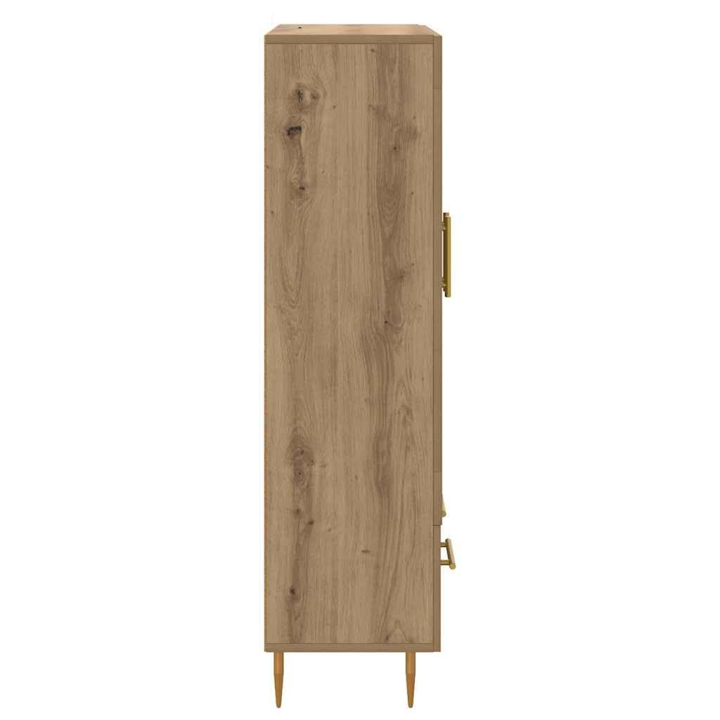vidaXL Alacena con cajón Roble Artesanal 69,5 x 31 x 115 cm, Aparador Moderno, Armario Rectangular, con Puertas de Vidrio, ¡Organiza tu Sala fácil y con Estilo