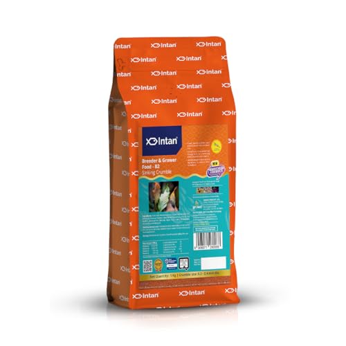 Image of Intan Breeder & Grower Food - B2 (0.2-0.4mm Slow Sinking Crumble) | 1Kg - Highly Nutritious Ornamental Fish Food for A Range of Feed from Fry to Grow Out Stage for Viviparous & Oviparous Fish