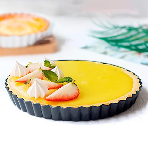 Foto von EGEN Quiche Tart Pan Tin, 24cm and 22cm Removable Loose Base Bottom Carbon Steel Tart Pie Mould Set of 2 (24cm+22cm)