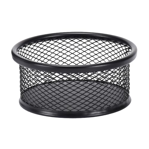 Clip de papel de metal y soporte para chinchetas con parte superior abierta, base antideslizante para organización de escritorio y acceso rápido caja de metal