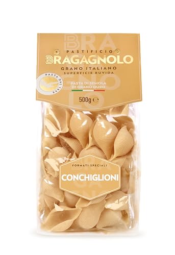 Pastificio Bragagnolo, Conchiglioni 880 Bronze-Drawn, 100% Italian Pasta, Made with Durum Wheat Semolina Flour, Non GMO (1 LB. BAG) - Consistently al Dente.