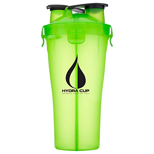 Hydra Cup - 30oz Dual Threat Shaker Bottle, Shaker Cup + Water Bottle, Leak Proof, Awesome Colors, Save Time & Be Prepared (Pack of 1, Lime Green)