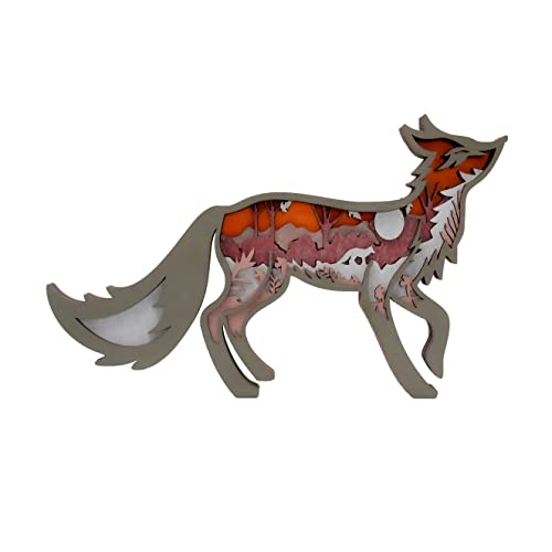 Image of Tivisiy 3D Wooden Animals Carving, Fox Decor Cabin Decor Wooden Animal Statues Rustic Wall Decor Art for Home Bedroom Farmhouse Room Mountain Wall Decor for Birthday Gifts