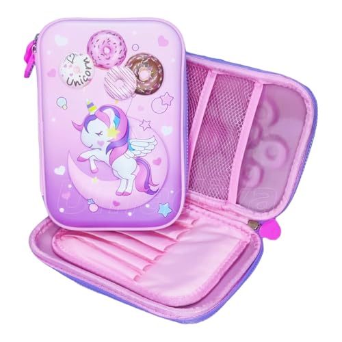 Image of DEOXY 3D Unicorn Pencil case Large Capacity Premium Stylish EVA Case Embossed Compass, School Supply Organizer for Students, Stationery Box, Cosmetic Zip Pouch Bag-CK22