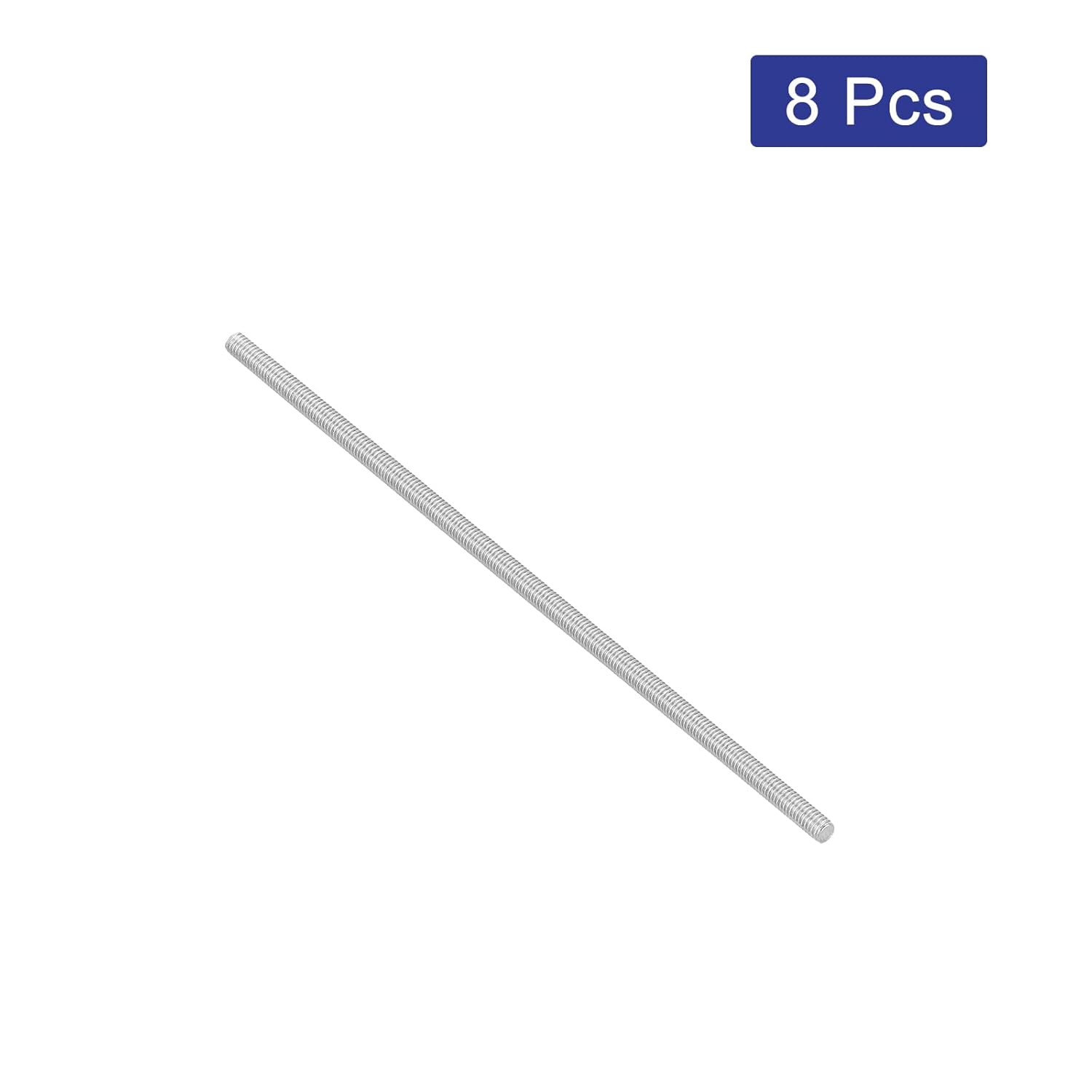 uxcell 8Pcs Fully Threaded Rod, M3 x 100mm 304 Stainless Steel Right Hand Thread Bar Studs M3-0.5 Thread Pitch for Furniture Machinery Assembly