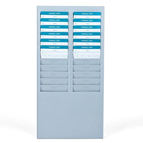 Flexzion Time Card Holder Wall Mount Rack 24 Pocket Slots Compatible with 7" inch Cards Pyramid Series 2000 6000 Attendance Time Payroll Recorder for Office Punch in Clock Out (Gray)