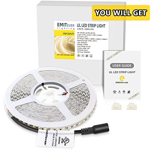 Emitever Led Strip Lights Neutral White, 4000K 24V Led Tape Light 16.4Ft, Ul Listed, Ra 95+, Ip30, 2.9W/Ft, 240+Lumens/Ft, 600Leds/Spool, Ul Listed 5 Year Warranty (Power Supply Sold Separately) #TOP6