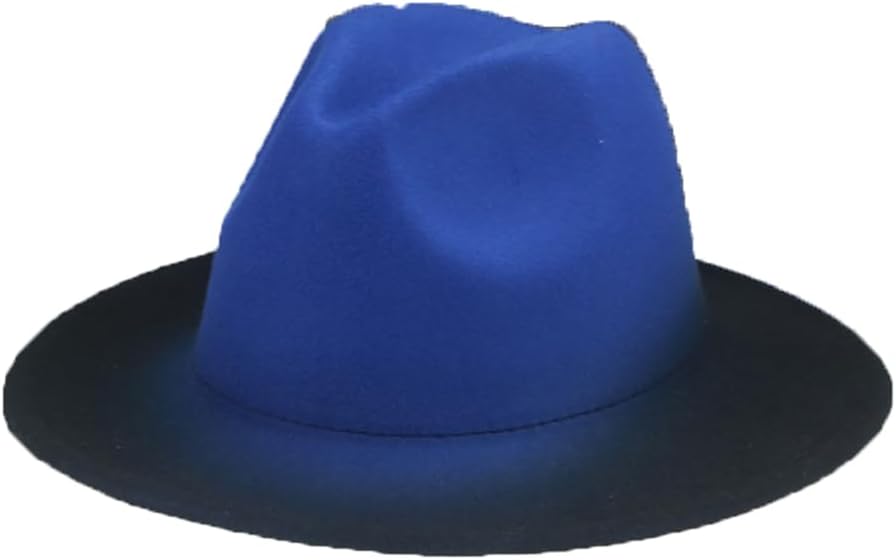 Womens Fedora Hats Gradient Color Patchwork Unisex Hats Felted Black Red Street Casual Hat