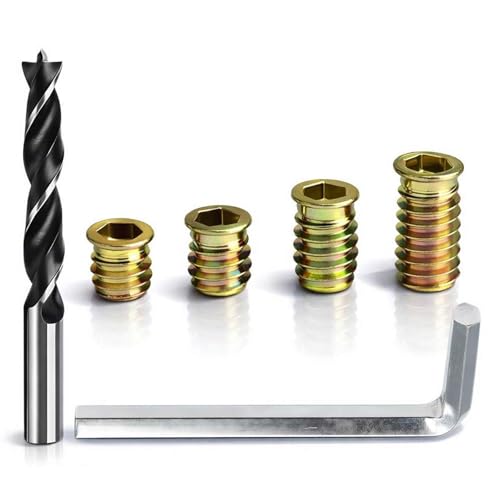 100-Piece 5/16''-18 Threaded Insert Kit with Wrench & Drill Bit – Includes 13mm, 15mm, 20mm & 25mm Inserts for Woodworking | Complete Set for DIY & Professional Use