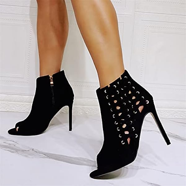 Höga klackar Sexiga 47 Stiletto 12CM vävda Design Party Sandaler, Svart-47 Happy house