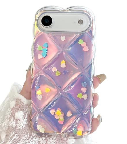 Coque iPhone 17 Air Qokey transparente à paillettes laser et bords ondulés de 6,6 pouces