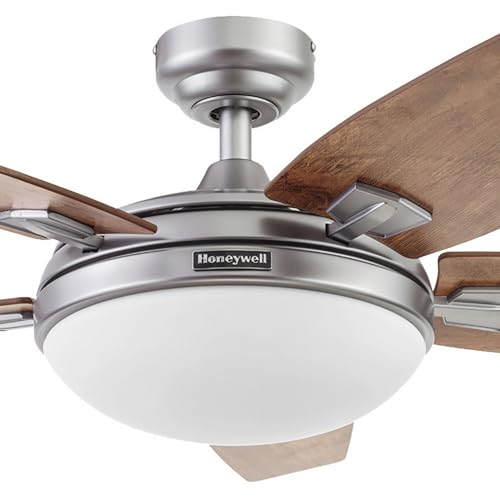 Honeywell Ceiling Fans Carmel Modern 48 Inch Ceiling Fan with Light, Remote Control Fan, LED Indoor Fan with 5 Blades, Gray Oak and Brown Chestnut Blade Finish Options, Silver (51627-01) thumbnail 15