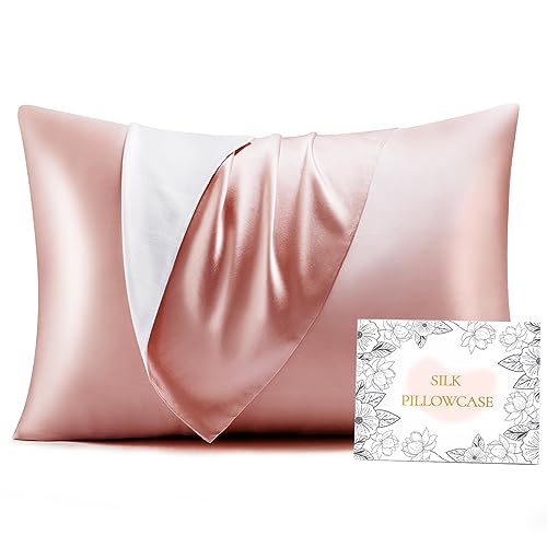 HOdo Home シルク枕カバー 22匁 まくらかばー 片面シルク枕カバー 43×63cm 封筒式枕カバー シルクピローケース 洗える寝癖軽減 抗菌防臭 美髪・美肌 敏感肌に優しい 四季適応 クリスマス 新年ギフト 贈り物 1枚セット ローズピンク