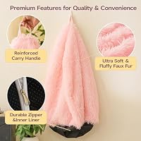 HAIHUA Fluffy Faux Fur Bean Bag Chair Cover(No Filler), Pink — image 4