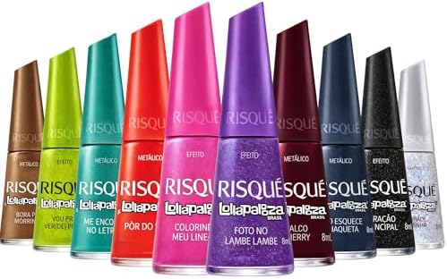 Kit Esmaltes Risqué Lolla palooza 10 Cores Risqué Esmalte Glitter ...