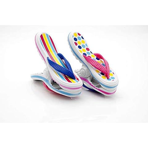 BEACH TOWEL 'Boca' CLIPS/PEGS - FLIP FLOPS Pink stripes Cover