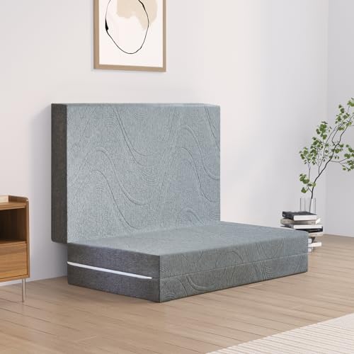Foldable Tri-Fold Foam Mattress with Breathable Washable Cover, 6-Inch Full Size Folding Guest Mattress, Portable (52"x73"x6"), Grey by Twolike - Image 7