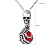 OAKKY Men's Stainless Steel Vintage Gothic Skull Ghost Skeleton Hand Dragon Claw Ball Pendant Necklace Personalized Punk Hip Hop Red No Chain #1
