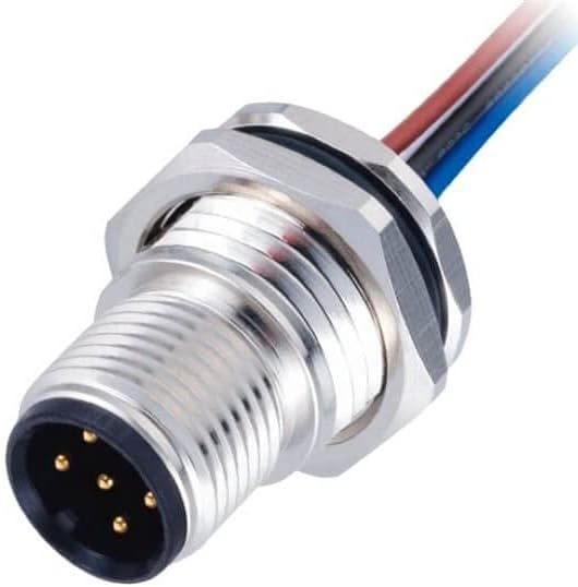 10pcs M12 5 pin Male A-Coding Panel Front Mounting Connector with 0.5m Electronic Wires