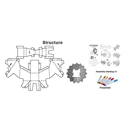 Image of Crackles DIY 3D Paper Cardboard Folding Puzzle Craft & Coloring Lion Toy