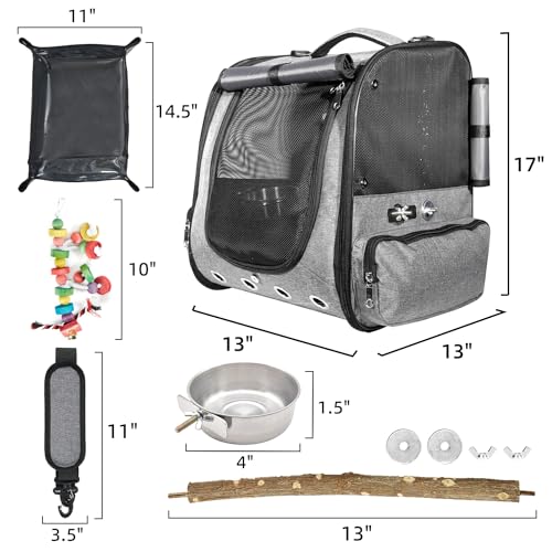 FIROK mochila gaiola para pássaros com guarda-sol para periquitos calopsitas, bolsa de viagem para p