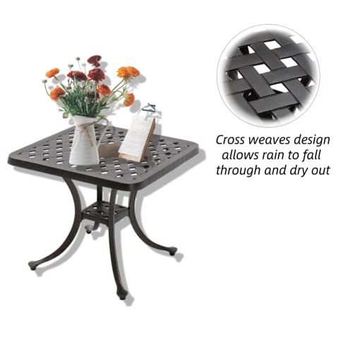 Luccalily Patio Side Table, Cast Aluminum Square Outdoor Coffee Table For Backyard Garden Or Balcony (Antique Brass) #TOP4