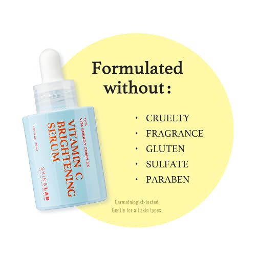[Skin&Lab] Vitamin C Brightening Serum For Face, 15% Vita Energy Complex, Hyaluronic Acid, Panthenol | Anti Aging | Even Skin Tone | Brighten Dark Spot | Hypoallergenic | 1.01 Fl Oz. #TOP5