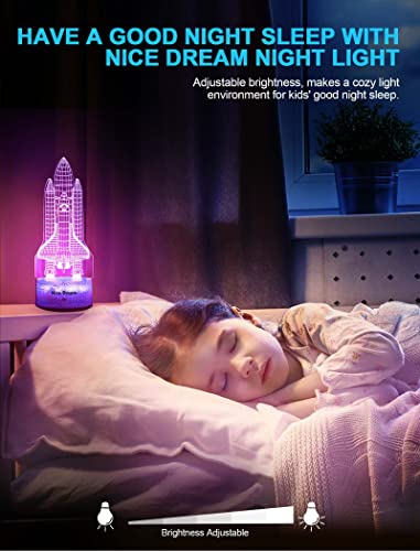Nice Dream Rocket Night Light For Kids, 3D Illusion Lamp, 16 Colors Changing With Remote Control, Room Decor, Gifts For Children Boys Girls #TOP3