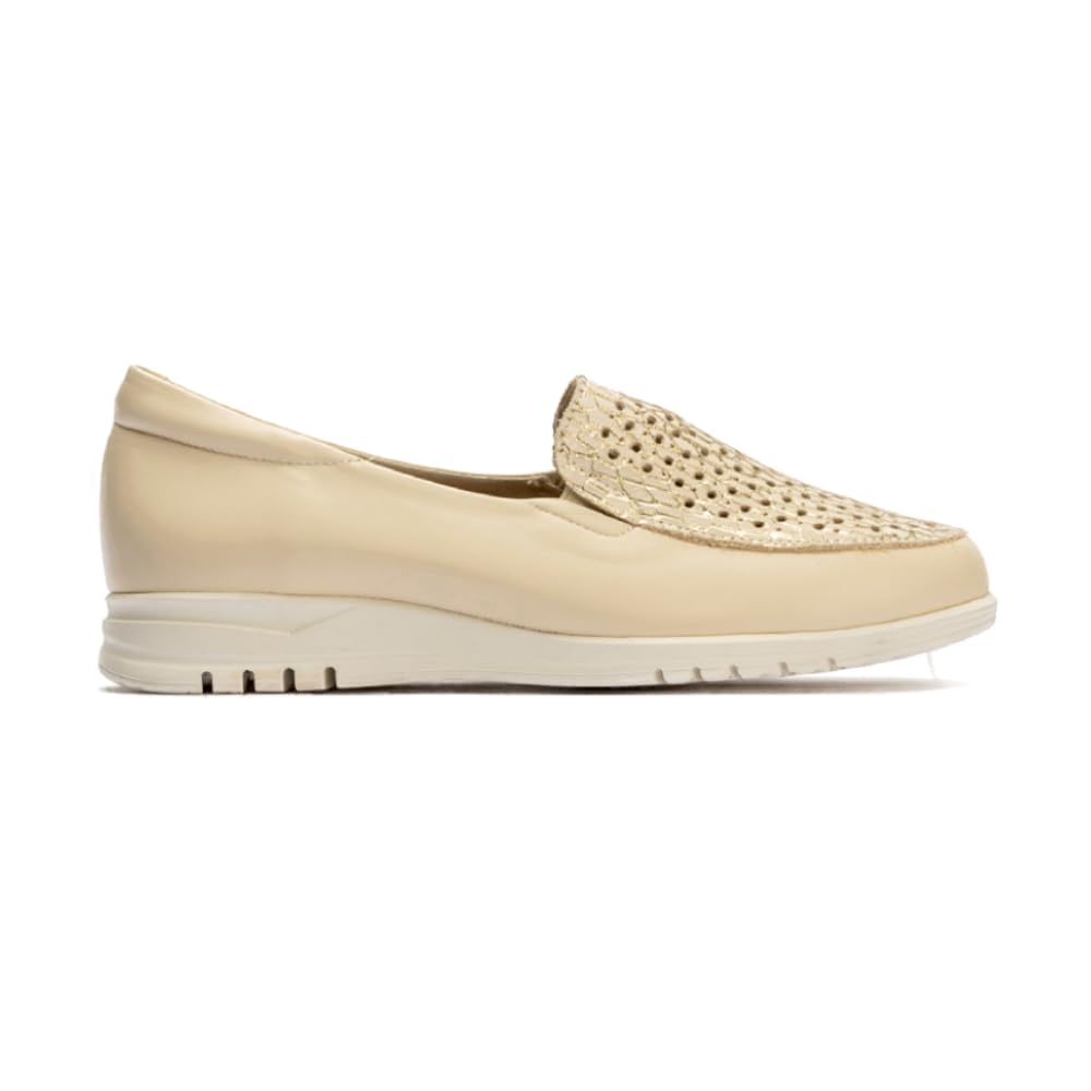 PITILLOS - Zapato mocasín de Piel,sin Cordones,Suela Blanca de Goma,Rejilla,Calado,Plantilla Extraible, para: Mujer