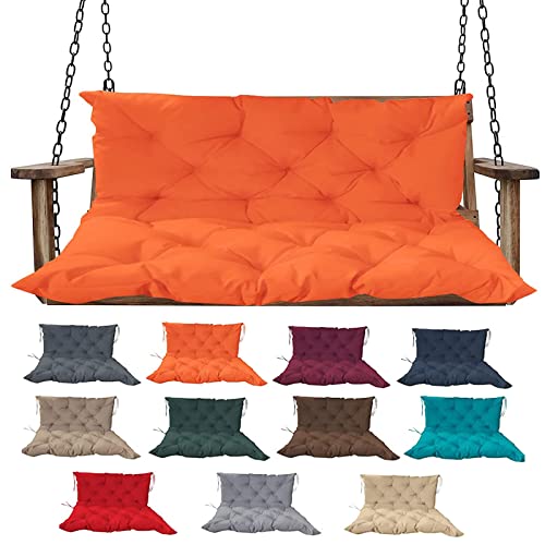 Miokystaner Porch Swing Cushions With Backrest, 2-3 Seater Waterproof Bench Pad Cushions, Thicken 4" Outdoor Swing Cushions, For Outdoor Patio Garden Furniture (59X40In, Orange) #TOP16