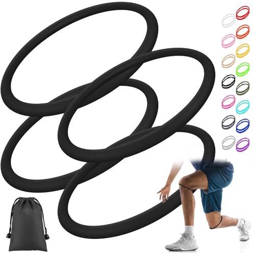 Image of Foilswirl Silicone Patella Knee Band for Basketball Patella Tendon Support Knee Pain Running Tendon Brace Support Strap(4,Black,L)