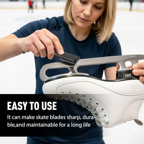 UICE Ice Skate Sharpener with 1 Replacement Sharpening Blade, Handheld Ceramic Blade Sharpening Tool with Honing Stone for Hockey Skates-Black - Thumbnail 6